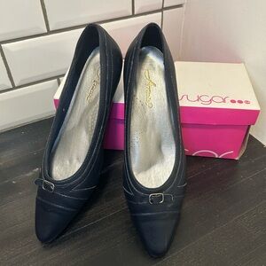 Women's Navy Flats with Buckle Detail